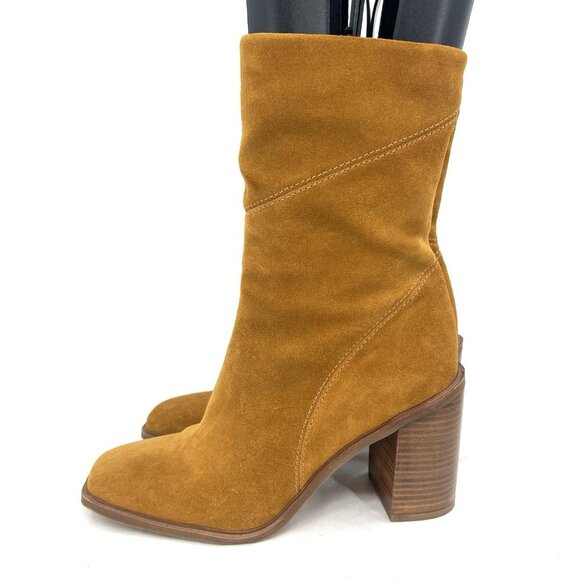 Franco Sarto Stevie Tan Suede Leather Mid Calf Boots Women’s 9 - Picture 1 of 10